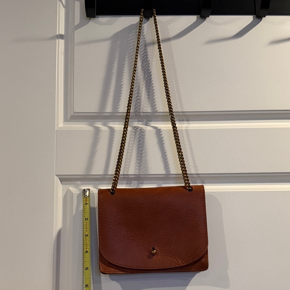 Madewell Tan Leather Crossbody Bag with Chain Strap